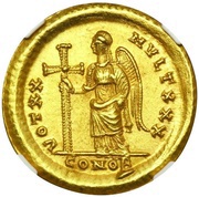 Solidus - Theodosius II VOT XX MVLT XXX; Constantinopolis, Rome, 420-422 reverse image