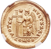 Solidus - Aelia Pulcheria VOT XX MVLT XXX; Constantinopolis, Rome, 423-424 reverse image