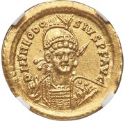 Solidus - Theodosius II SALVS REIPVBLICAE; Constantinopolis obverse image