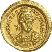 Solidus - Theodosius II SALVS REIPVBLICAE; Constantinopolis obverse image