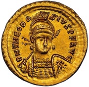 Solidus - Theodosius II SALVS REIPVBLICAE; Constantinopolis obverse image