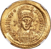 Solidus - Theodosius II SALVS REIPVBLICAE; Constantinopolis obverse image