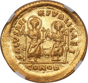 Solidus - Theodosius II SALVS REIPVBLICAE; Constantinopolis reverse image