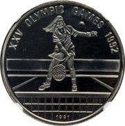 4 Riels Barcelona 1992; Pattern reverse image
