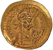 Solidus - Theodosius II VIRT EX ERC ROM; Constantinopolis obverse image