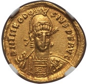 Solidus - Theodosius II VIRT EX ERC ROM; Thessalonica obverse image