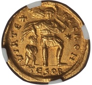 Solidus - Theodosius II VIRT EX ERC ROM; Thessalonica, Rome, 441-442 reverse image