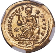 Solidus - Theodosius II IMP•XXXXII•COS•; Constantinopolis, Rome, 441-450 reverse image