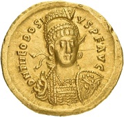 Solidus - Theodosius II IMP XXXXII COS; Constantinopolis obverse image