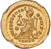 Solidus - Theodosius II IMP XXXXII COS; Constantinopolis, Rome, 441-450 reverse image