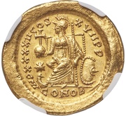 Solidus - Theodosius II IMP XXXXII COS; Constantinopolis, Rome, 441-450 reverse image