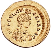 Solidus - Aelia Pulcheria VICTORIA AVGGG; Constantinopolis obverse image