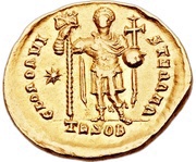 Solidus - Marcian GLOR ORVIS TERRAR; Thessalonica, Rome, 450-457 reverse image
