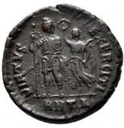 Follis - Honorius VIRTVS EXERCITI; Antioch, Rome, 395-401 reverse image