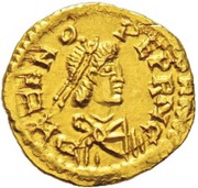 Tremissis in the name of Zeno Milan mint obverse image