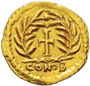 Tremissis in the name of Zeno Milan mint reverse image
