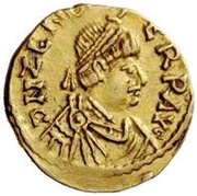 Tremissis in the name of Zeno Ravenna mint obverse image