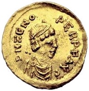 Semissis in the name of Zeno Ravenna mint obverse image