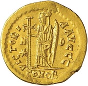 Solidus in the name of Zeno Milan mint, Rome, 480-491 reverse image