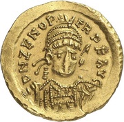 Solidus in the name of Zeno With star to the right obverse image