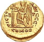 Solidus in the name of Zeno Ravenna mint, Rome, 480-491 reverse image