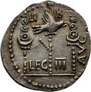 Denarius LIB AVG LEG III; Victory reverse image