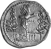 Denarius LIB AVG LEG III; Victory reverse image