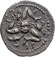 Denarius SICILIA; Carthage and Medusa, Rome, 68 reverse image