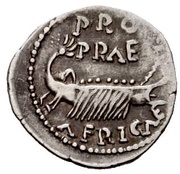 Denarius - Clodius Macer PROPRAE AFRICAE, Rome, 68 reverse image