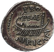 Denarius - Clodius Macer PROPRAE AFRICAE reverse image