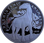 20 Riels Prehistoric Animals - Indricotherium, Cambodia, 1993 reverse image