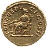 Aureus - Clodius Albinus FORT REDVCI COS II; Fortuna reverse image