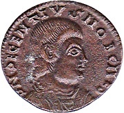 Follis - Decentius VICTORIAE DD NN AVG ET CAE; Lugdunum obverse image