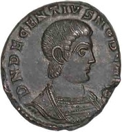 Follis - Decentius VICTORIAE DD NN AVG ET CAE; Lugdunum obverse image
