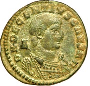 Follis - Decentius VICTORIAE DD NN AVG ET CAES; Arelate obverse image
