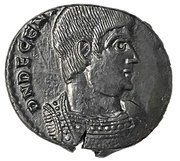 Follis - Decentius as Caesar SALVS; Lugdunum obverse image