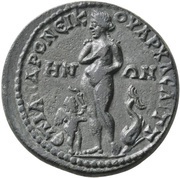 Tetrassarion - Clodius Albinus as caesar ЄΠI•ANΔPONЄIK-OY APX A CAITT/HN-ΩN; Saitta reverse image