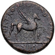 Æ20 - Tiberius Portrait facing left; Pegasus reverse image