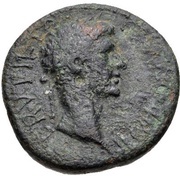 Æ20 - Tiberius Portrait facing right; Victoria on globe obverse image