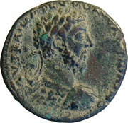 Æ25 - Commodus ΠΑΓΑΕωΝ; Pagae obverse image