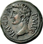 As - Augustus P I SP D V SP IIVIR C I C; Carthage obverse image