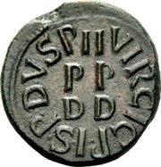 As - Augustus P I SP D V SP IIVIR C I C; Carthage reverse image