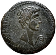 Æ28–29 - Augustus Tyche; wyᶜt mᶜqr pyln obverse image