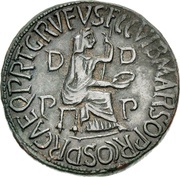 Dupondius - Tiberius C VIB MARSO PR COS DR CAE Q PR T G RVFVS F C; Utica reverse image
