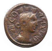 Æ22 She-wolf; COL AVG TRO, Rome, 138-268 obverse image