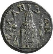 Hemiassarion CΙΛΑΝΔEΩΝ EΠΙ ΔΗΜΟΦΙΛΟΥ CΤΡΑΤ ΤΟ Β; Silandus, Rome, 193-235 reverse image