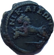 Æ20 - Severus Alexander ΝΙΚΑΙΕΩΝ; Lion Left; Nicaea, Rome, 222-235 reverse image