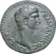 Diassarion - Germanicus as caesar ΚΑΙϹΑΡΕΩΝ ΤΩΝ ΠΡΟϹ ΤΩ ΑΝΑΖΑΡΒΩ, ΕΤΟΥϹ ΖΞ; Anazarbus obverse image