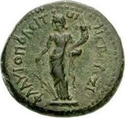 Hemiassarion - Domitian ΦΛΑΥΙΟΠΟΛΕΙΤΩΝ ΕΤΟΥϹ ΖΙ; Flaviopolis, Rome, 89-90 reverse image