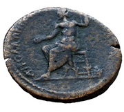 Æ34 - Marcus Aurelius Zeus seated, Apollonia Mordiaeum, Pisidia reverse image